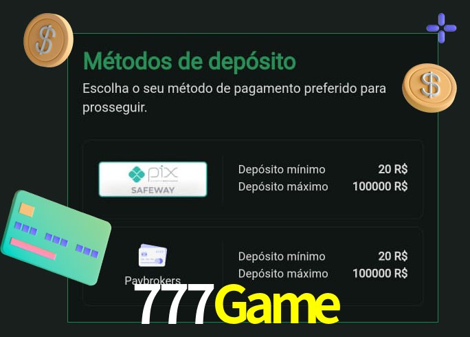 O cassino 777Game oferece uma grande variedade de métodos de pagamento